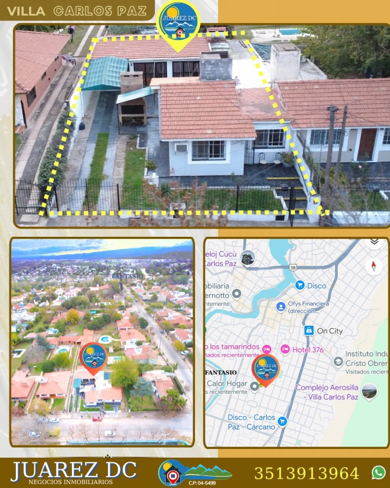 REBAJADA  casa de 3 dorm./ 2 baños-Villa Carlos Paz 