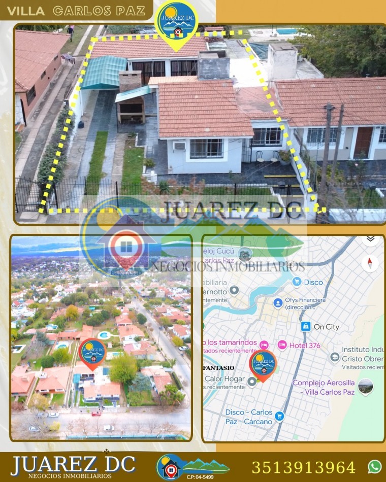 REBAJADA  casa de 3 dorm./ 2 baños-Villa Carlos Paz 